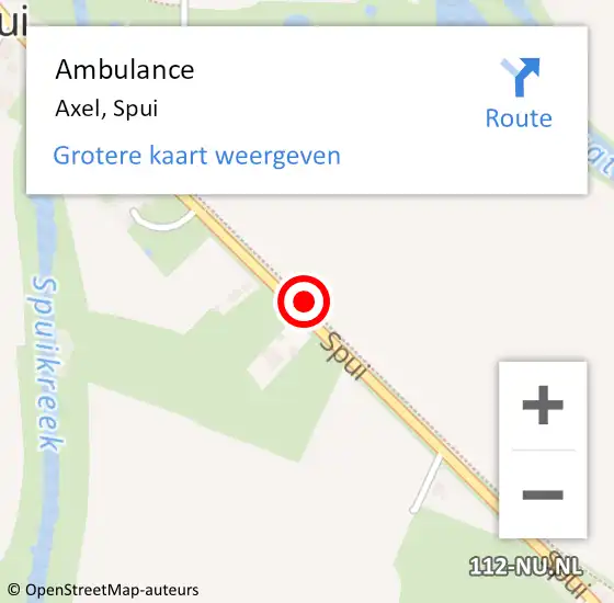 Locatie op kaart van de 112 melding: Ambulance Axel, Spui op 29 maart 2018 15:19