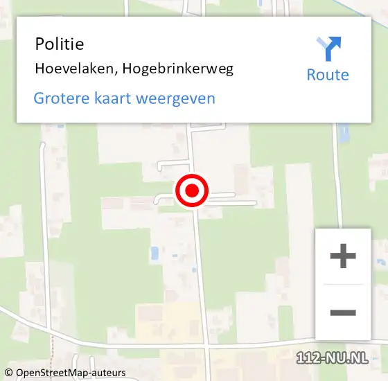 Locatie op kaart van de 112 melding: Politie Hoevelaken, Hogebrinkerweg op 29 maart 2018 15:20