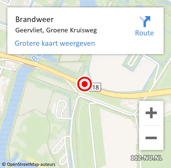 Locatie op kaart van de 112 melding: Brandweer Geervliet, Groene Kruisweg op 29 maart 2018 15:39