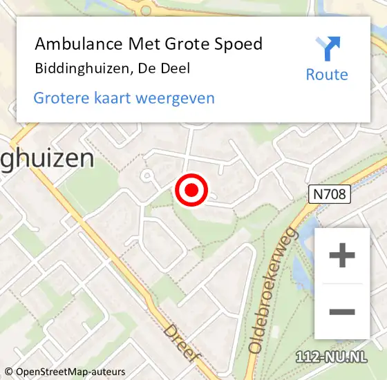 Locatie op kaart van de 112 melding: Ambulance Met Grote Spoed Naar Biddinghuizen, De Deel op 29 maart 2018 15:39