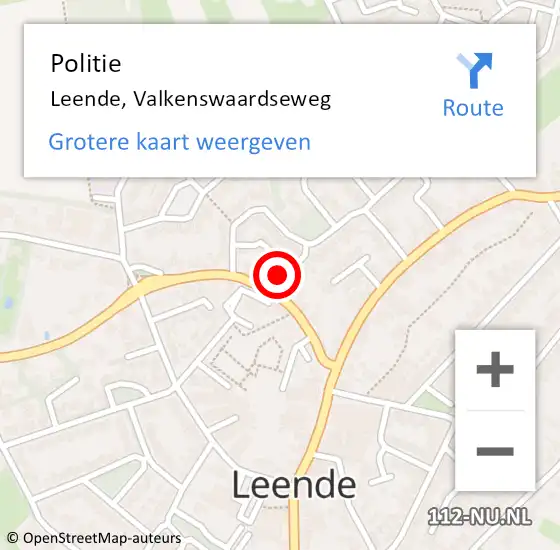 Locatie op kaart van de 112 melding: Politie Leende, Valkenswaardseweg op 29 maart 2018 16:24