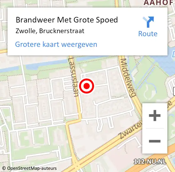 Locatie op kaart van de 112 melding: Brandweer Met Grote Spoed Naar Zwolle, Brucknerstraat op 29 maart 2018 16:24