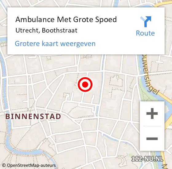 Locatie op kaart van de 112 melding: Ambulance Met Grote Spoed Naar Utrecht, Boothstraat op 29 maart 2018 16:29