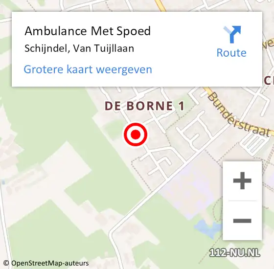 Locatie op kaart van de 112 melding: Ambulance Met Spoed Naar Schijndel, Van Tuijllaan op 29 maart 2018 16:42