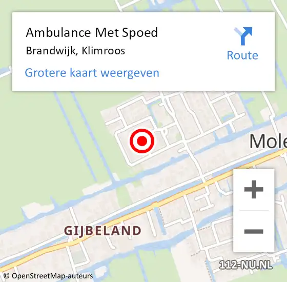 Locatie op kaart van de 112 melding: Ambulance Met Spoed Naar Brandwijk, Klimroos op 29 maart 2018 16:57