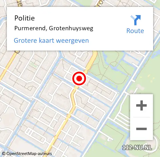 Locatie op kaart van de 112 melding: Politie Purmerend, Grotenhuysweg op 29 maart 2018 16:59