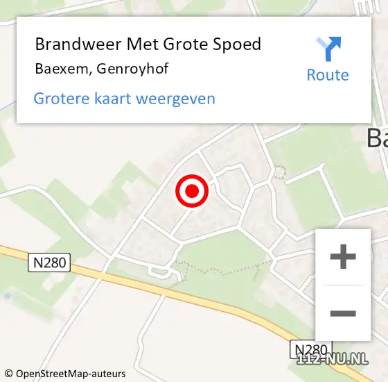 Locatie op kaart van de 112 melding: Brandweer Met Grote Spoed Naar Baexem, Genroyhof op 29 maart 2018 17:27