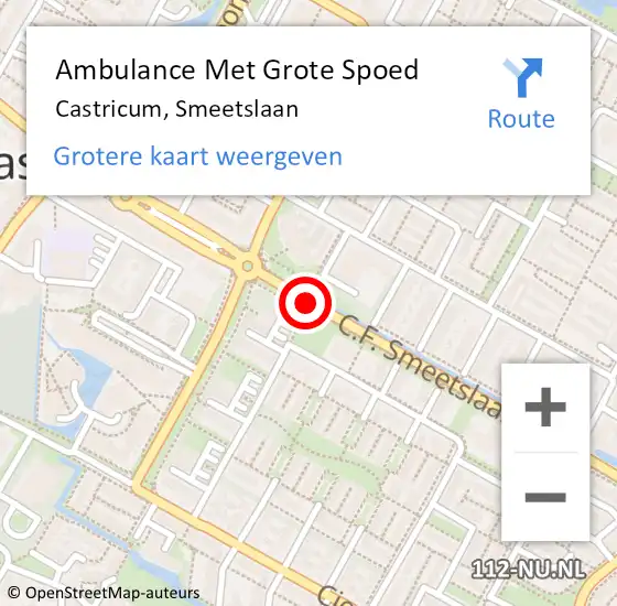 Locatie op kaart van de 112 melding: Ambulance Met Grote Spoed Naar Castricum, Smeetslaan op 29 maart 2018 17:33