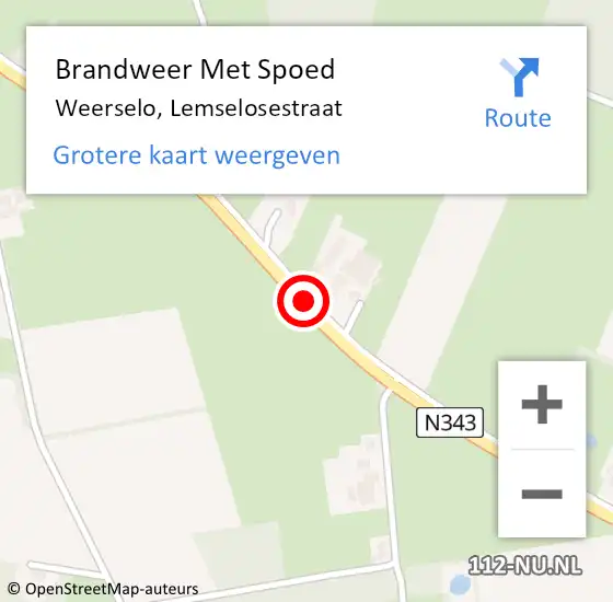 Locatie op kaart van de 112 melding: Brandweer Met Spoed Naar Weerselo, Lemselosestraat op 20 februari 2014 15:35