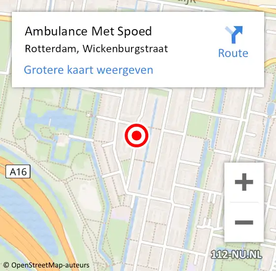 Locatie op kaart van de 112 melding: Ambulance Met Spoed Naar Rotterdam, Wickenburgstraat op 29 maart 2018 18:30