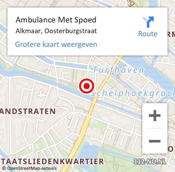 Locatie op kaart van de 112 melding: Ambulance Met Spoed Naar Alkmaar, Oosterburgstraat op 29 maart 2018 19:11