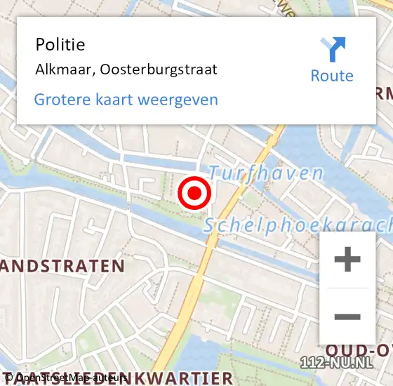 Locatie op kaart van de 112 melding: Politie Alkmaar, Oosterburgstraat op 29 maart 2018 19:13