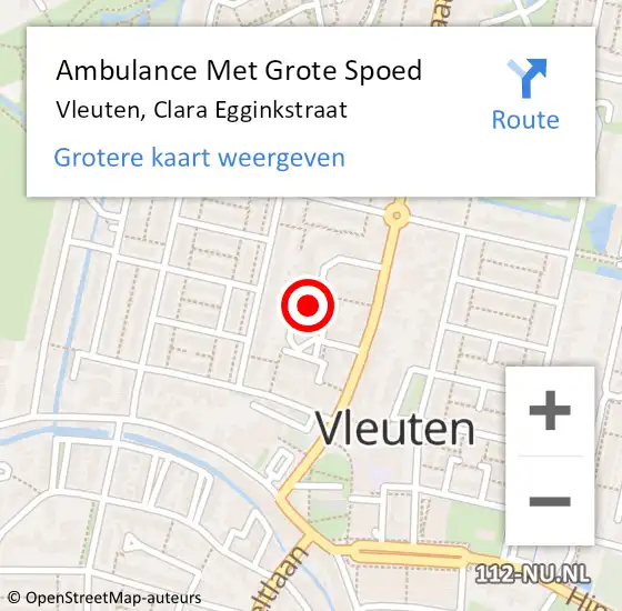 Locatie op kaart van de 112 melding: Ambulance Met Grote Spoed Naar Vleuten, Clara Egginkstraat op 29 maart 2018 19:23