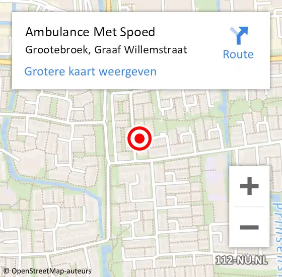 Locatie op kaart van de 112 melding: Ambulance Met Spoed Naar Grootebroek, Graaf Willemstraat op 29 maart 2018 21:00