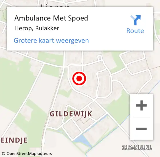 Locatie op kaart van de 112 melding: Ambulance Met Spoed Naar Lierop, Rulakker op 29 maart 2018 21:22