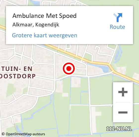 Locatie op kaart van de 112 melding: Ambulance Met Spoed Naar Alkmaar, Kogendijk op 29 maart 2018 21:40