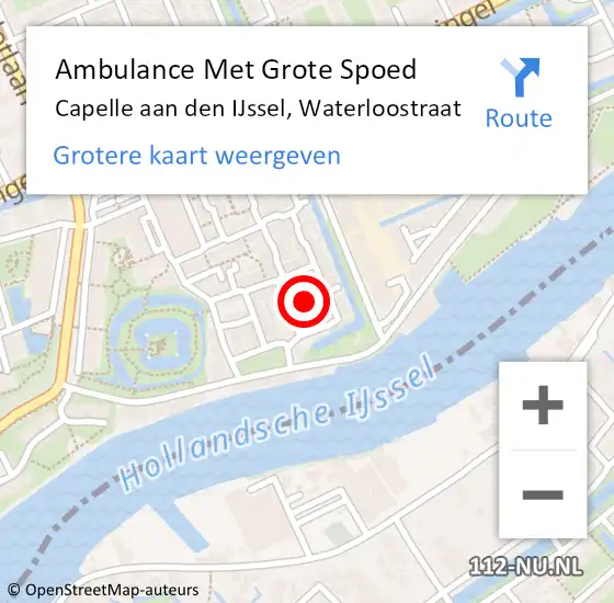 Locatie op kaart van de 112 melding: Ambulance Met Grote Spoed Naar Capelle aan den IJssel, Waterloostraat op 29 maart 2018 21:41