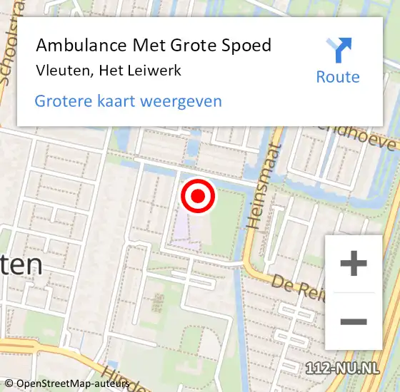 Locatie op kaart van de 112 melding: Ambulance Met Grote Spoed Naar Vleuten, Het Leiwerk op 29 maart 2018 21:45