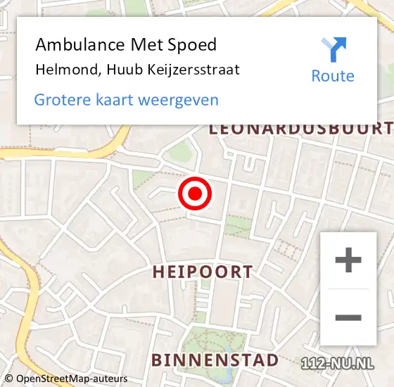 Locatie op kaart van de 112 melding: Ambulance Met Spoed Naar Helmond, Huub Keijzersstraat op 29 maart 2018 23:15