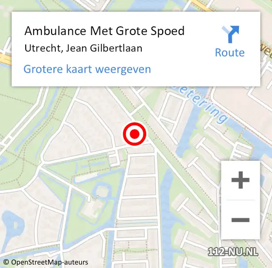 Locatie op kaart van de 112 melding: Ambulance Met Grote Spoed Naar Utrecht, Jean Gilbertlaan op 30 maart 2018 01:31