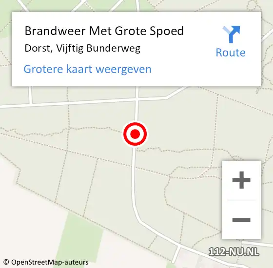 Locatie op kaart van de 112 melding: Brandweer Met Grote Spoed Naar Dorst, Vijftig Bunderweg op 30 maart 2018 02:02