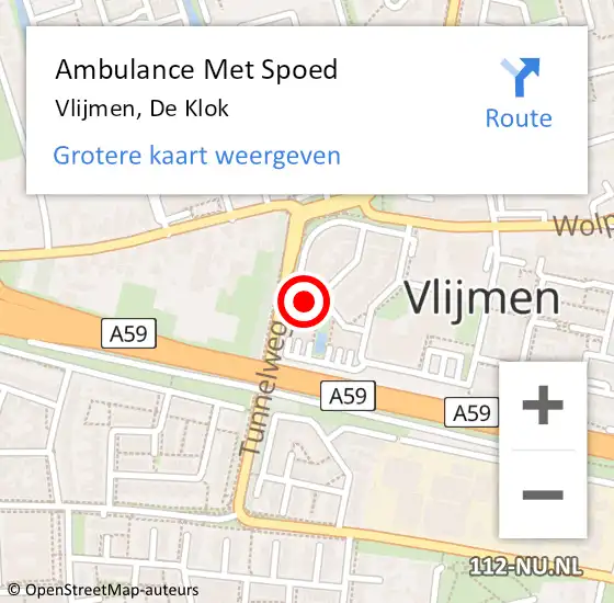 Locatie op kaart van de 112 melding: Ambulance Met Spoed Naar Vlijmen, De Klok op 30 maart 2018 05:08
