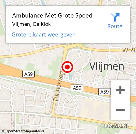 Locatie op kaart van de 112 melding: Ambulance Met Grote Spoed Naar Vlijmen, De Klok op 30 maart 2018 05:39