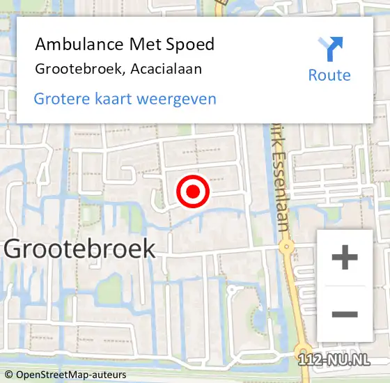 Locatie op kaart van de 112 melding: Ambulance Met Spoed Naar Grootebroek, Acacialaan op 30 maart 2018 08:20