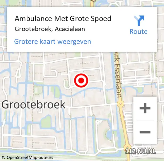 Locatie op kaart van de 112 melding: Ambulance Met Grote Spoed Naar Grootebroek, Acacialaan op 30 maart 2018 08:23