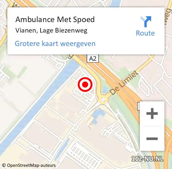 Locatie op kaart van de 112 melding: Ambulance Met Spoed Naar Vianen, Lage Biezenweg op 30 maart 2018 08:59