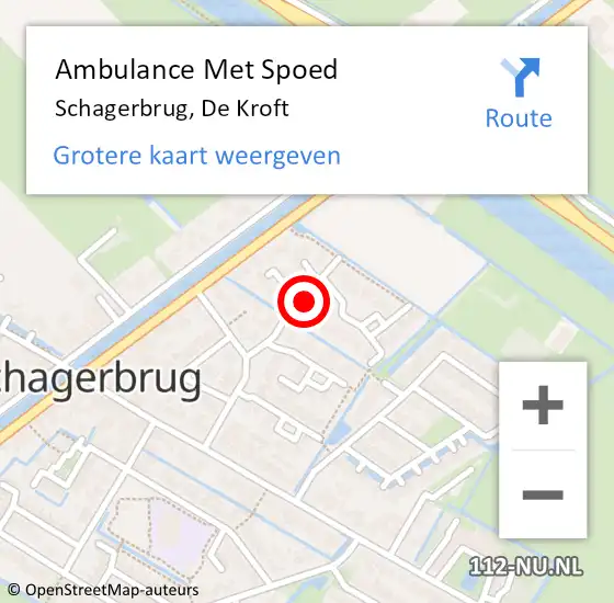 Locatie op kaart van de 112 melding: Ambulance Met Spoed Naar Schagerbrug, De Kroft op 30 maart 2018 09:04