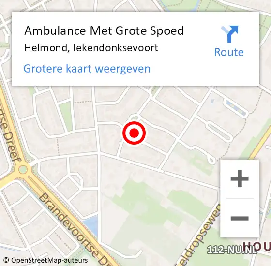 Locatie op kaart van de 112 melding: Ambulance Met Grote Spoed Naar Helmond, Iekendonksevoort op 30 maart 2018 09:04