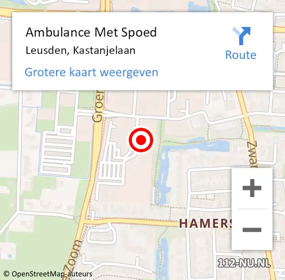 Locatie op kaart van de 112 melding: Ambulance Met Spoed Naar Leusden, Kastanjelaan op 30 maart 2018 09:52