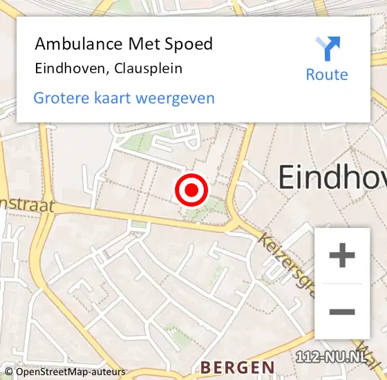 Locatie op kaart van de 112 melding: Ambulance Met Spoed Naar Eindhoven, Clausplein op 30 maart 2018 10:27