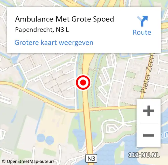 Locatie op kaart van de 112 melding: Ambulance Met Grote Spoed Naar Papendrecht, N3 L op 30 maart 2018 10:30