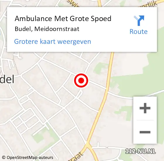 Locatie op kaart van de 112 melding: Ambulance Met Grote Spoed Naar Budel, Meidoornstraat op 30 maart 2018 12:09