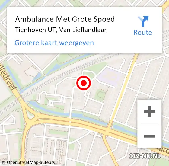 Locatie op kaart van de 112 melding: Ambulance Met Grote Spoed Naar Tienhoven UT, Van Lieflandlaan op 30 maart 2018 12:10