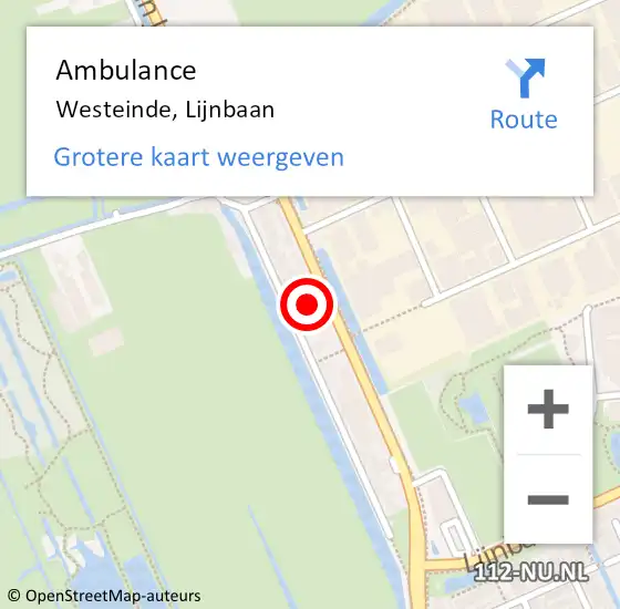 Locatie op kaart van de 112 melding: Ambulance Westeinde, Lijnbaan op 20 februari 2014 16:45