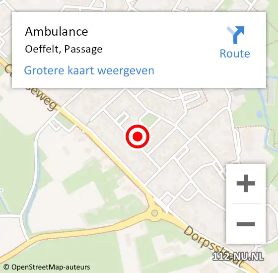 Locatie op kaart van de 112 melding: Ambulance Oeffelt, Passage op 20 februari 2014 16:46