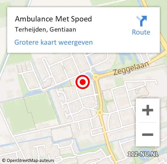 Locatie op kaart van de 112 melding: Ambulance Met Spoed Naar Terheijden, Gentiaan op 30 maart 2018 12:34