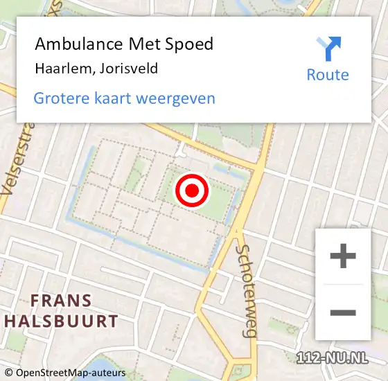 Locatie op kaart van de 112 melding: Ambulance Met Spoed Naar Haarlem, Jorisveld op 30 maart 2018 12:40