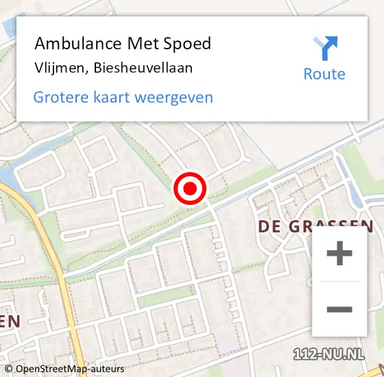 Locatie op kaart van de 112 melding: Ambulance Met Spoed Naar Vlijmen, Biesheuvellaan op 30 maart 2018 14:37