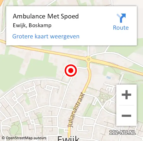 Locatie op kaart van de 112 melding: Ambulance Met Spoed Naar Ewijk, Boskamp op 30 maart 2018 14:51