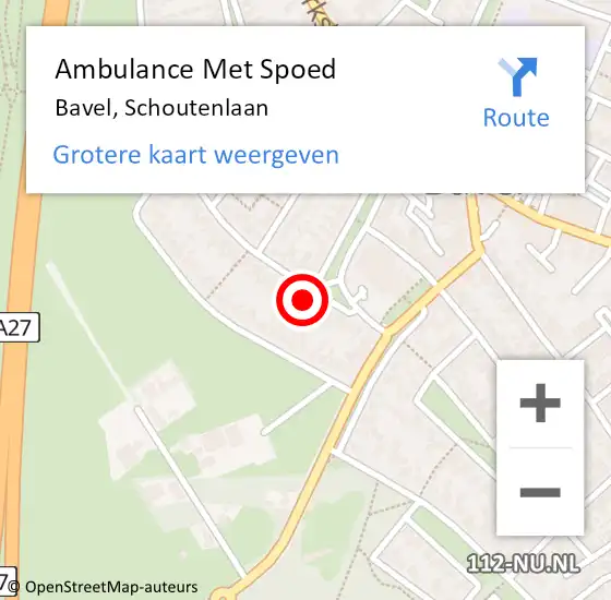 Locatie op kaart van de 112 melding: Ambulance Met Spoed Naar Bavel, Schoutenlaan op 30 maart 2018 14:52