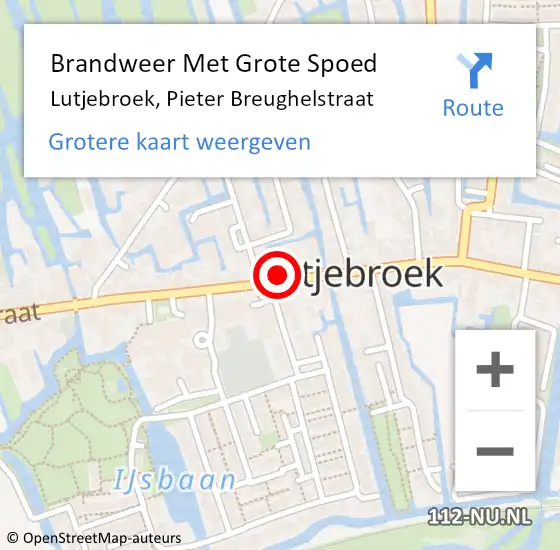 Locatie op kaart van de 112 melding: Brandweer Met Grote Spoed Naar Lutjebroek, Pieter Breughelstraat op 20 februari 2014 17:06