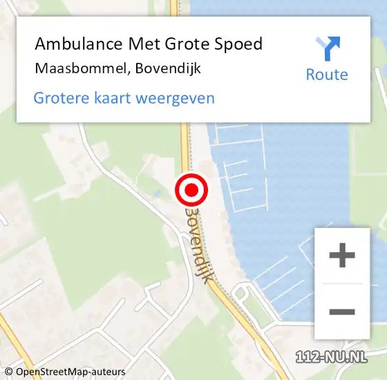 Locatie op kaart van de 112 melding: Ambulance Met Grote Spoed Naar Maasbommel, Bovendijk op 30 maart 2018 15:55