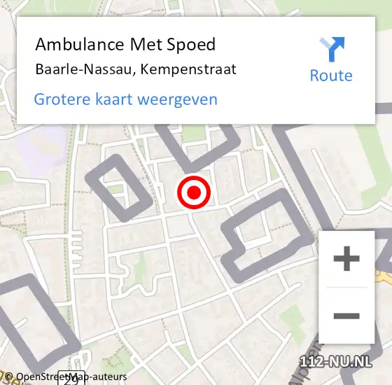 Locatie op kaart van de 112 melding: Ambulance Met Spoed Naar Baarle-Nassau, Kempenstraat op 30 maart 2018 17:11