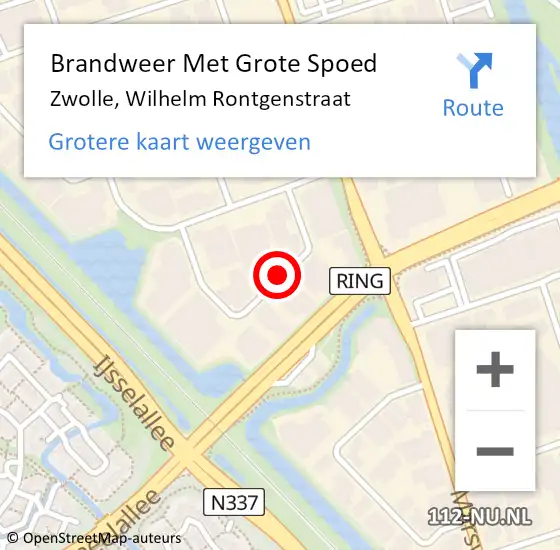 Locatie op kaart van de 112 melding: Brandweer Met Grote Spoed Naar Zwolle, Wilhelm Rontgenstraat op 30 maart 2018 17:20