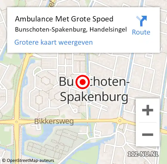 Locatie op kaart van de 112 melding: Ambulance Met Grote Spoed Naar Bunschoten-Spakenburg, Handelsingel op 30 maart 2018 18:10