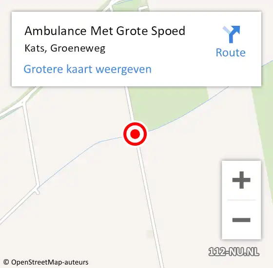 Locatie op kaart van de 112 melding: Ambulance Met Grote Spoed Naar Kats, Groeneweg op 23 september 2013 08:45